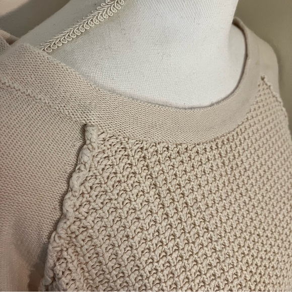 5/$20 MUDD cream/tan 100% cotton knit sweater L - Picture 3 of 9